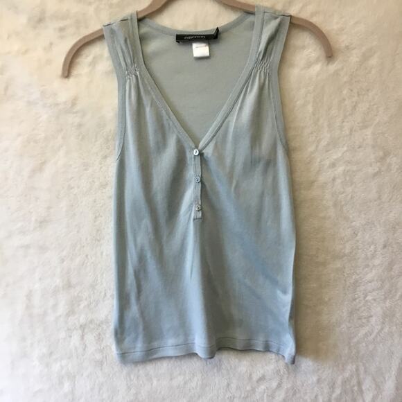 Emerson Light Blue V-Neck w/ Button Tank Top - Picture 2 of 10